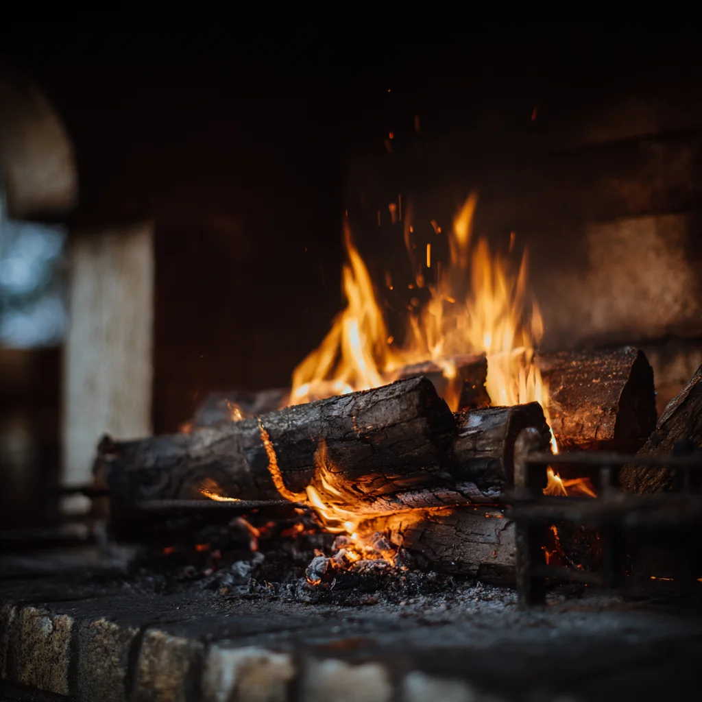 Close-up of fireplace hearth — Lov'Inn Vadi